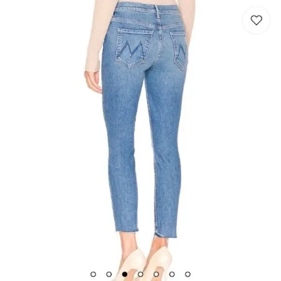 Mother The Stunner Ankle Fray Distressed Blue Denim Jeans Casual Crate Digger - Picture 3 of 16